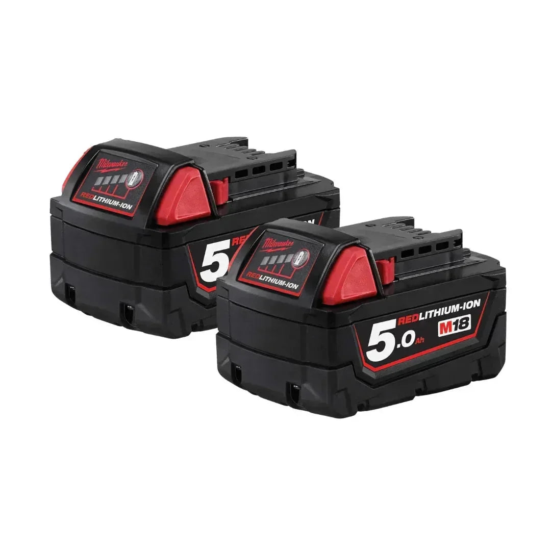 Milwaukee M18B5 18V Li-Ion Batteries – 5.0Ah Twin Pack