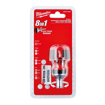 Milwaukee 8 in 1 Compact Ratcheting Multibit Screwdriver